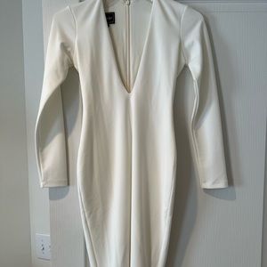 Nookie bodycon deep v neck midi dress